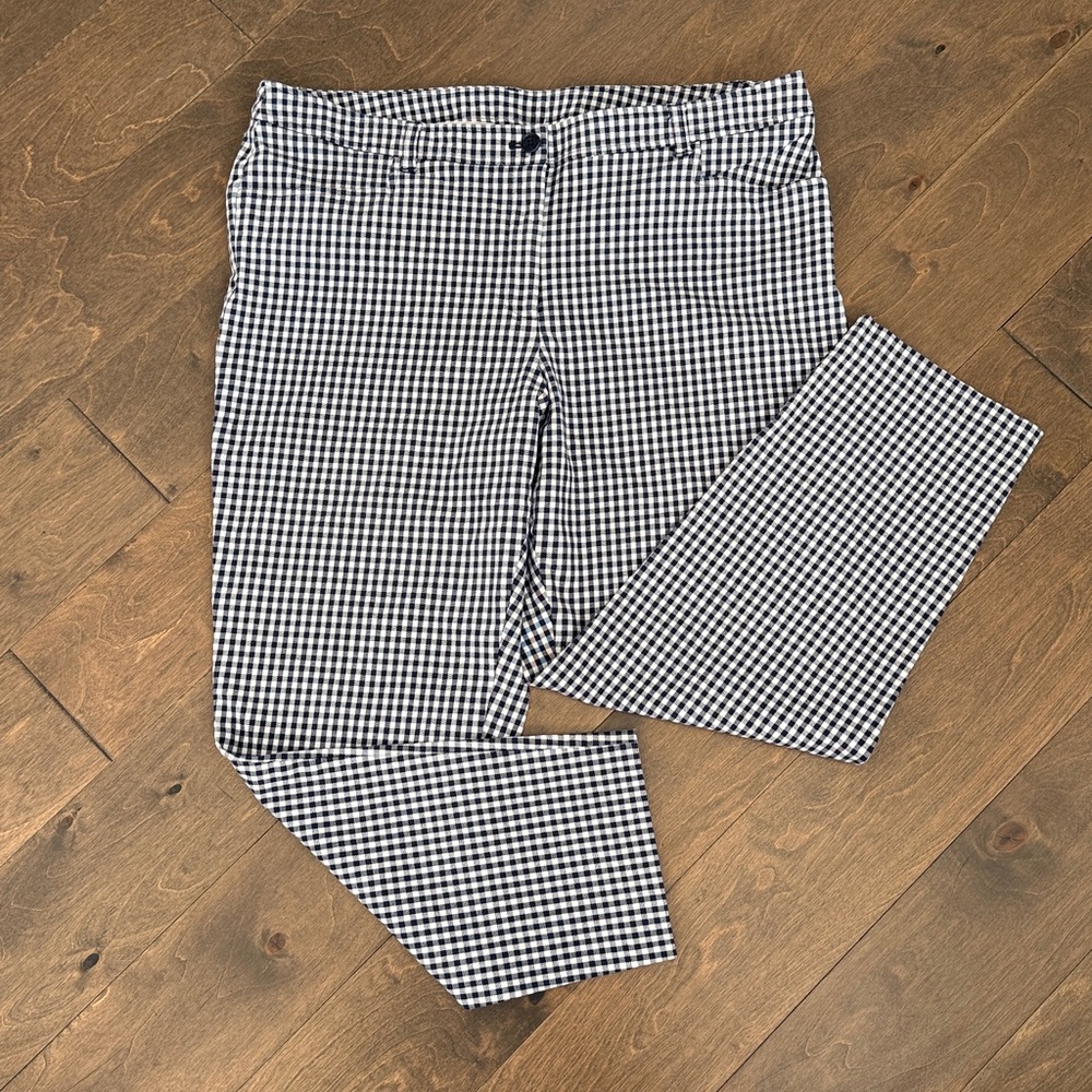 🦋Anne Klein Women’s Gingham Chinos in Navy and White